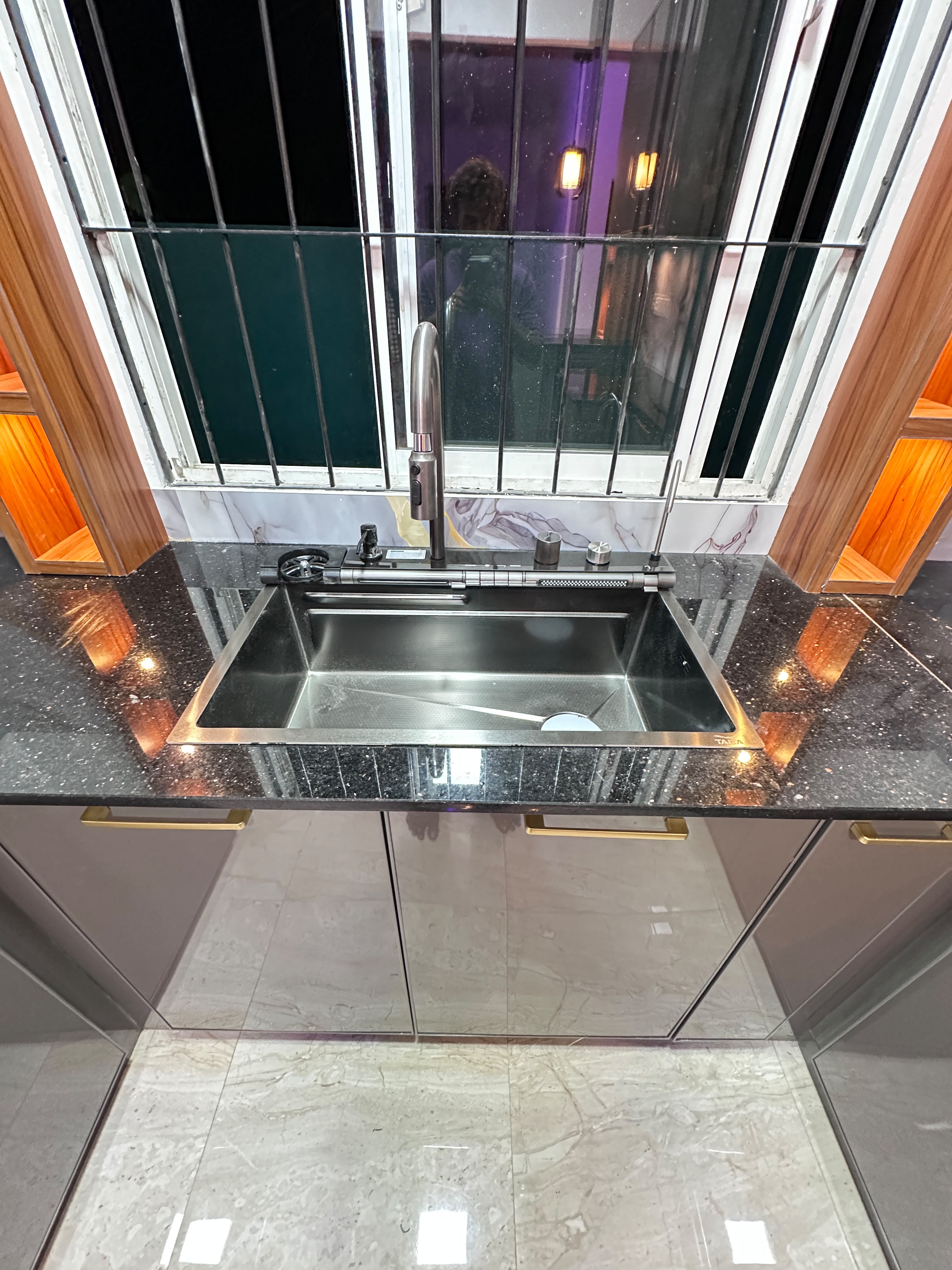 Kitchen cabinet interior storage detail